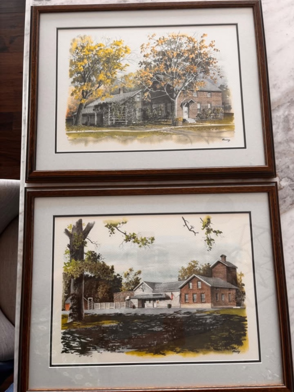 Pair of ORIGINAL Stan Haring Signed Watercolor Paintings–Historic Amana Colonies